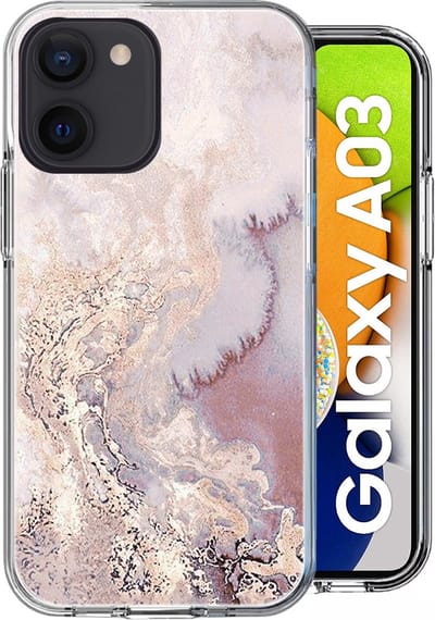 Hoesje geschikt voor Samsung A03 - Back Cover Siliconen Case Marmeren Hoes Roze