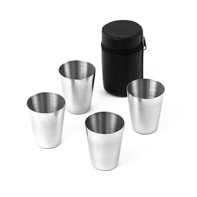 Orion - Roestvrijstalen Shotglazen Set - Inclusief Etui - 30 ml
