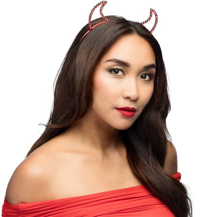 Boland - Diadeem Devil diamond Rood - Één maat - Kinderen en volwassenen - Vrouwen - Duivel - Demoon - Halloween - Cosplay - Themafeest - Carnaval