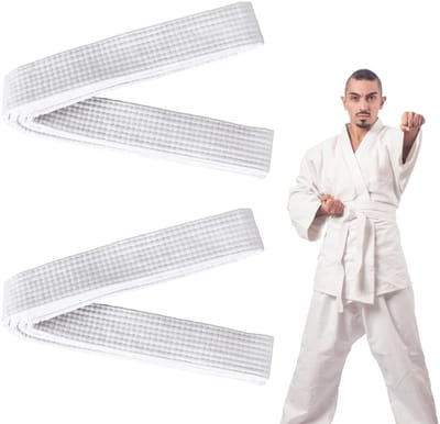 Allecto - Judo Karate Riemen - Professionele Aikido Taekwondo Belt - 100% Katoen - Witte Budo Riem - Geschikt voor vechtsport - 220 cm