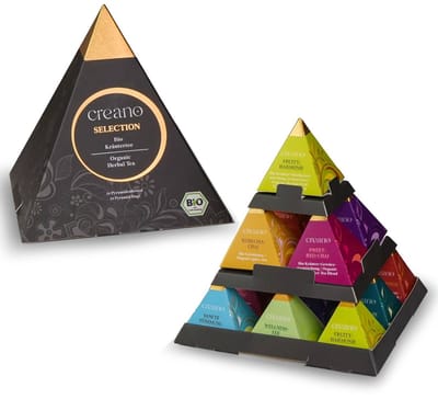 Creano Premium Biologische Kruidenthee Cadeauset "PIRAMIDE" - 14 Piramide Theezaakjes in 9 Verschillende Soorten - 35g - NIEUWIGHEID 2025 *¹