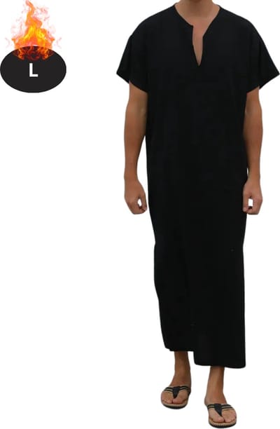 Nivard Islamitische Kleding - Djellaba Heren - Moslim Kleding - Arabisch Mannen Kaftan - Alhamdulillah - Zwart L