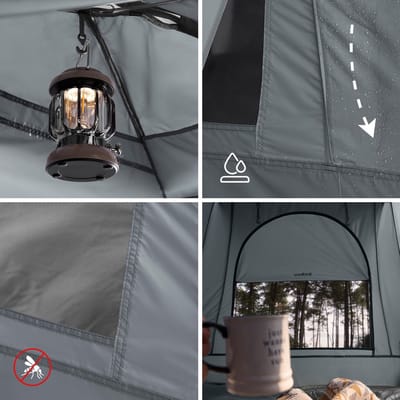 SoBuy Campingzetset met luchtbed en accessoires - 2-persoons - Opvouwbaar - Grijs | OGS32-II-L-HG-TP