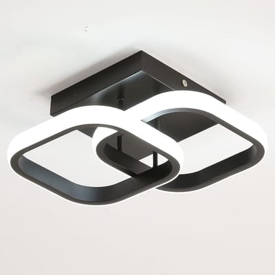Riserva LED Plafondlamp Dubbel Vierkant Design - 22W - 2475 lm - 6500K Koel Wit - Zwart - Moderne Plafonnière voor Woonkamer, Slaapkamer, Keuken en Eetkamer
