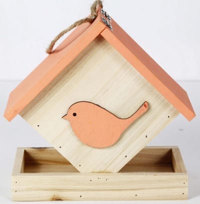 Muntel® Vogelvoederhuisje - Vogelvoederplek - Vogelvoeding - Staand - Bruin - Rood - 17 x 17 x19 cm