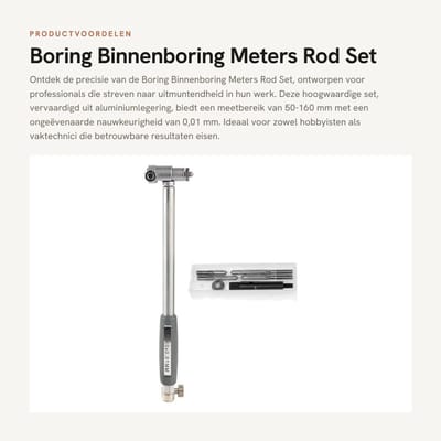 Dailygoods- Boring Wijzerplaat Meetstang - Nauwkeurigheid 0,01 mm - Meetbereik 50-160 mm - Aluminiumlegering - Inclusief Zijkoppen - Duurzaam en Stabiel - Meetstaaf