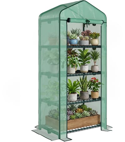 Outsunny - Foliekas - 4 planken - Weerbestendig - Groen