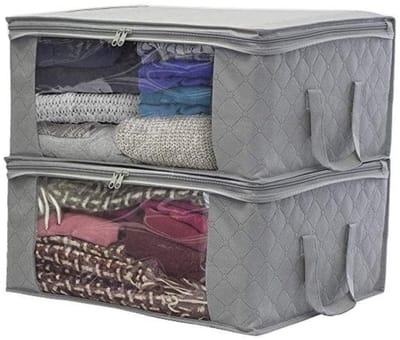 Dailygoods- Opbergtas met ritssluiting - Opbergzakken voor kleding - Opbergzak voor dekbedden - Opvouwbaar - 2 stuks - Ademend materiaal