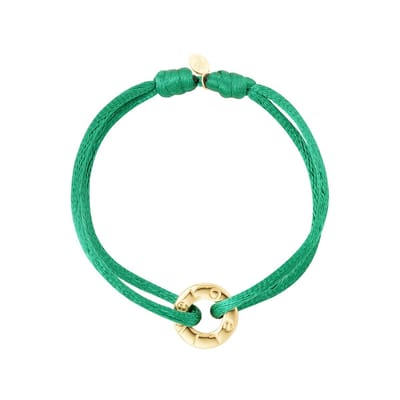 Yehwang - Bracelet color cord - Armband - 16 cm - Goud/Donkergroen - Satijn
