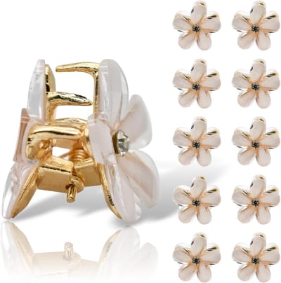Haarklem - Mini Haarclips met Bloemvorm - Set van 10 - Antislip - Voor Dames en Meisjes - Dagelijks, Feest en Bruiloft - Haaraccessoire - Wit