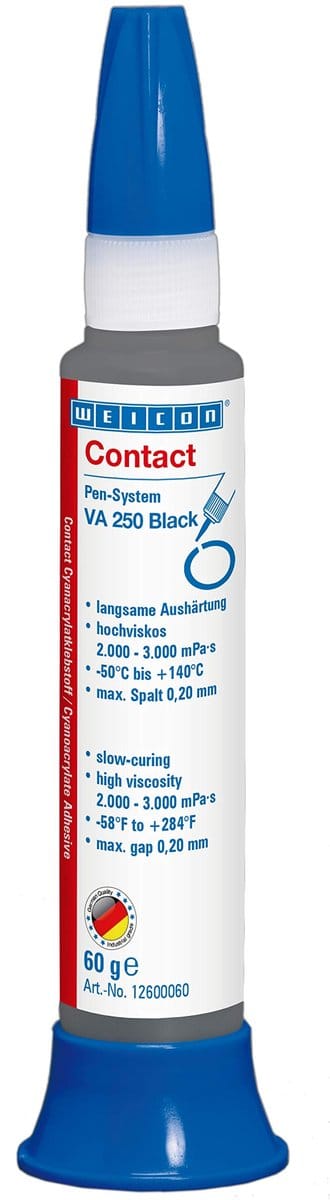 WEICON Contact VA 250 – Zwarte cyanoacrylaatlijm 60 g – tot 250°C