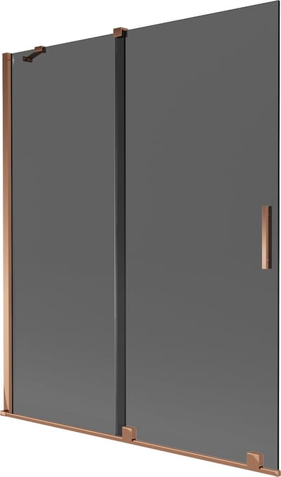 Mexen Velar badwand 2-delige schuifbaar 140 x 150 , grafiet, roze goud - 896-140-000-41-60