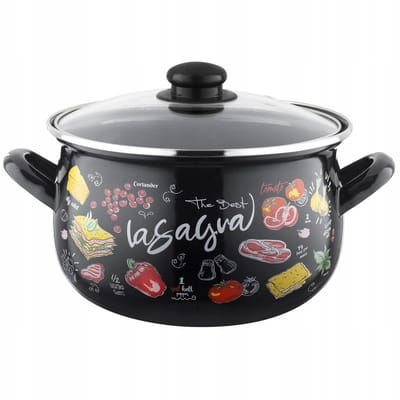 Emalia Pleszew Lasagne Emaille Pan 5,3L - Zwart, 22cm