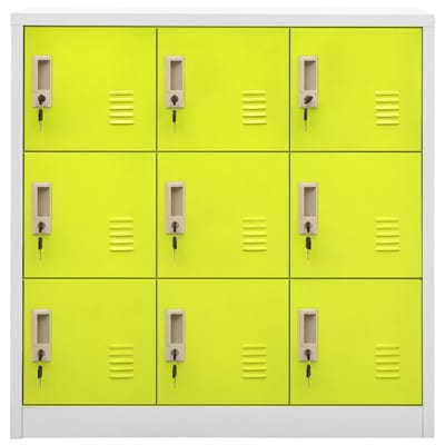 vidaXL - Lockerkasten - 2 - st - 90x45x92,5 - cm - staal - lichtgrijs - en - groen