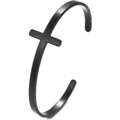 Bracelet Ouvert Croisé Noir Homme et Femme Style Minimaliste black
