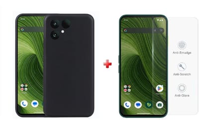 Telestore - Silicone gel zwart TPU hoesje back cover met glas screenprotector - telefoonhoesje geschikt voor Fairphone 6 / Fairphone 6+