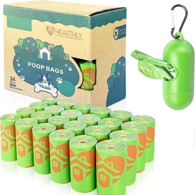 hondenpoepzakjes met 1 dispenser, geurend, gegarandeerd milieuvriendelijk en lekvrij, extra dik, Easy Open, 360 count.