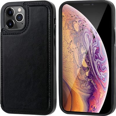 DrPhone PK1 iPhone 12 Pro Max 6.7 inch Portemonnee Hoes met kaarthouder- PU lederen - Schokbestendig & Kickstand Zwart