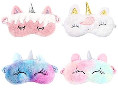 Oogmasker Pluche Cartoon 4 Stuks Voor Volwassenen en Kinderen