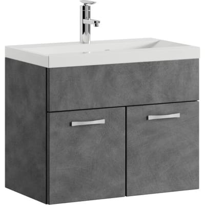 Badplaats Badkamermeubel Montreal 60 x 35 cm – Donker Grijs – Wastafel met Onderkast