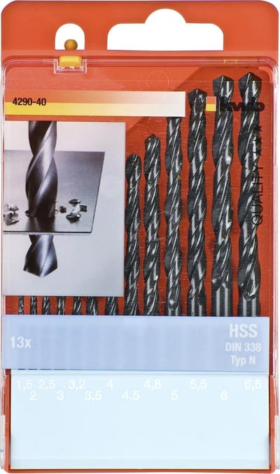 kwb 429040 HSS Metaal-spiraalboorset 13-delig 1.5 mm, 2 mm, 3 mm, 3.2 mm, 3.5 mm, 4 mm, 4.2 mm, 4.5 mm, 5 mm DIN 338 Cilinderschacht 13 stuk(s)