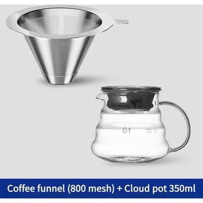 800 Mesh Koffiefilter Roestvrij Staal Dubbellaags Koffietrechter Thuis Filter Papierloos Hand Koffie Apparatuur Set gray