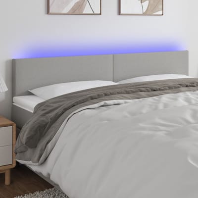 vidaXL - Hoofdbord - LED - 180x5x78/88 - cm - stof - lichtgrijs