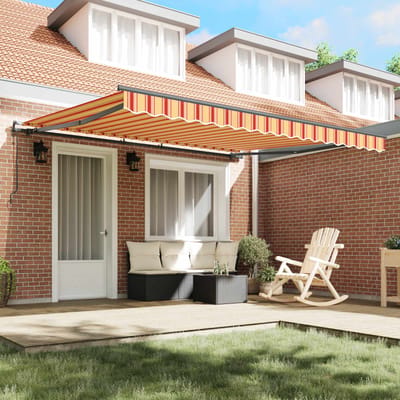 vidaXL - Uitschuifbare - luifel - Geel - en - Oranje - 400 - × - 300 - cm