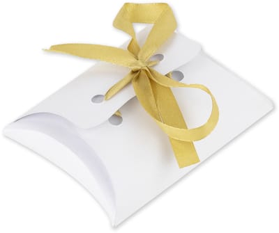 ARTYFETES - 10 witte doosjes met gouden satijnlint 10 x 7,5 cm voor suikerbonen