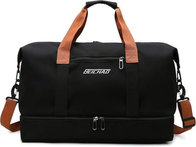 Sporttas Weekender - Reistas Dames Heren - Reizen en Sport - Apart Schoen- en Natvak - 64 cm Lengte - Zwart