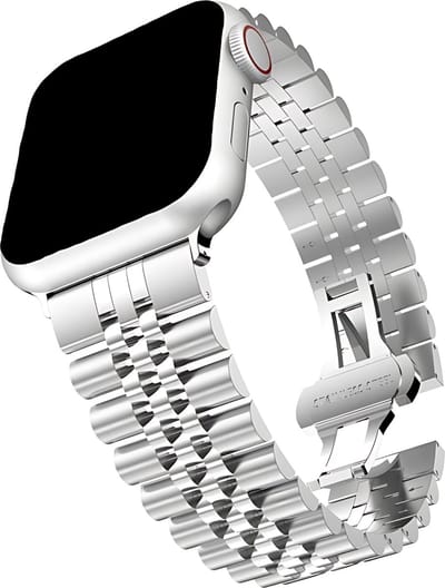 Innerlight® Metal+ - Zilver - 42/44/45/46/49mm - Metalen bandje geschikt voor Apple Watch - Vlindersluiting - Geschikt als Apple watch bandje voor Series 1/2/3/4/5/6/7/8/9/10/11/SE/Ultra/Ultra 2
