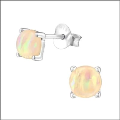 Aramat Jewels | Oorbellen | 925 Zilveren Opaal Oorbellen 6-8mm - Betoverende Edelsteen Studs | Oranje/5mm | | | Zilver | Volwassenen, Kinderen | Verkleurd niet