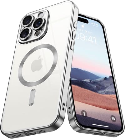 Hoesje Geschikt voor: iPhone 16 Pro Magsafe Compatible - Zilver - Back Cover met ingebouwde camera glas bescherming