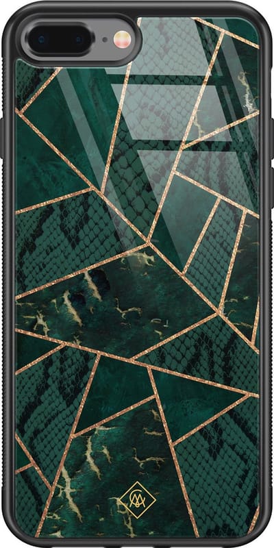 Casimoda® hoesje - Geschikt voor iPhone 8 Plus - Abstract Groen - Luxe Hard Case Zwart - Backcover telefoonhoesje - Groen