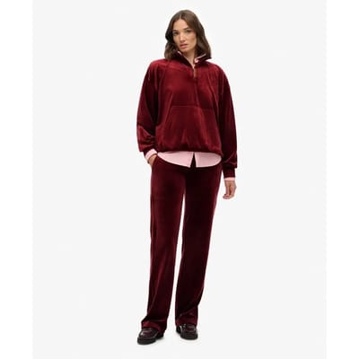 Superdry Country Club Velours Trui met Kwartrits Red Grootte: 36