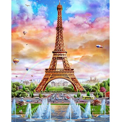 Diamond schilderij prachtig landschap van ijzeren toren strass kruissteek diamant borduurwerk Home decor 20X30CM beige