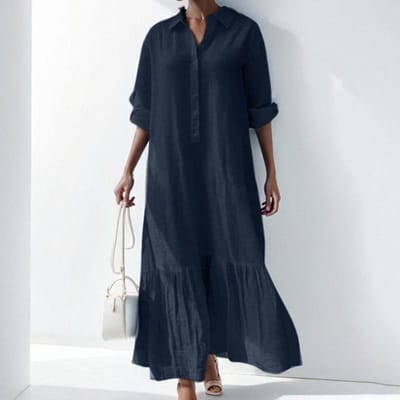 Nieuwe Zomer Dameskleding Elegant en Modieus Eenvoudige Effen Kleur Lange Jurk 3XL white