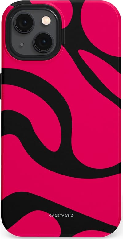 Casetastic hoesje geschikt voor Apple iPhone 13 - MagSafe - Dubbellaagse bescherming - Zwart Roze Mamba Golven - Fashion Case - Roze Zwart