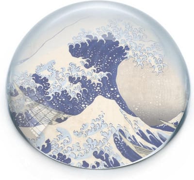 Glazen Bolle Presse Papier, Hokusai, De Grote Golf
