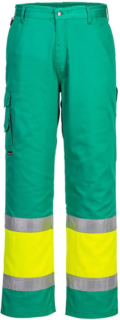 Portwest Hi-Vis lichtgewicht Tweekleuren Combat Broek L049 - Geel/Blauwgroen - L