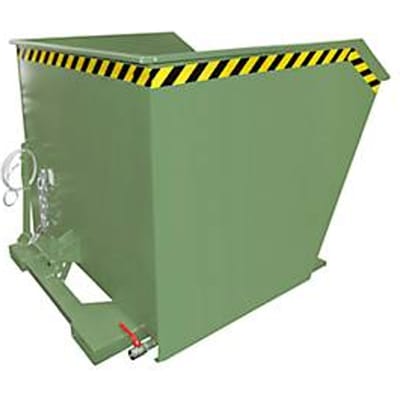 Bauer GU-E 2000 kipcontainer, met zeefplaat & aftapkraan, olie-/waterdicht, geschikt voor vorkheftrucks, B 1680 x D 1640 x H 1090 mm, reseda groen RAL 6011