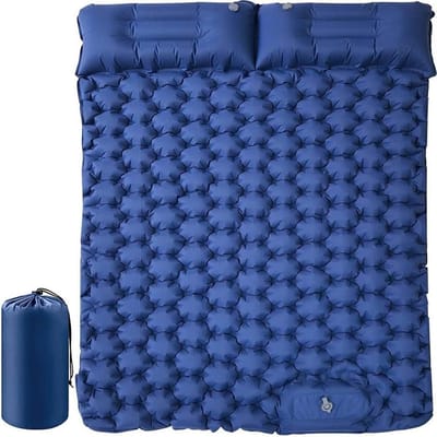 Kampeer Mat - Luchtbed Dubbel - Comfortabel Slapen - Ingebouwde Voetpomp - 2 persoons - Blauw