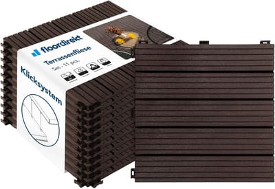 Terrastegels - Kliktegels - Buitenruimte - Snelle waterafvoer - 1 m² 30x30cm - Bruin