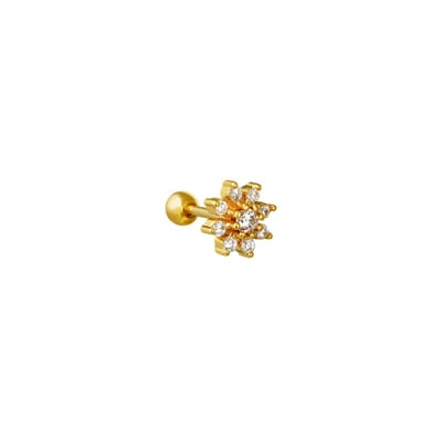 Yehwang - Oor piercing Flowerish - Goudkleurig - Nikkelvrij - Zirconia - Stainlees steel
