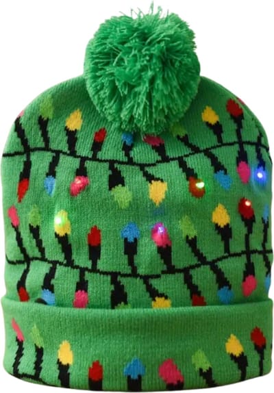 Livano Kerstmuts - Volwassenen - Kerst - Kertsman - Winter - Warm - Christmas - Groen - Met Lichtjes