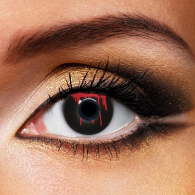 Partylens® zwarte kleurlenzen - Bloody Cut Black - zachte jaarlenzen met lenshouder - Halloween - Cosplay