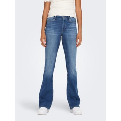 Only blauwe dames jeans   Blush   Regular waist   Stonewash wassing   Flared fit   5-Pocket zakken   Knoop- en ritssluiting   Regular waist Blauw M/30