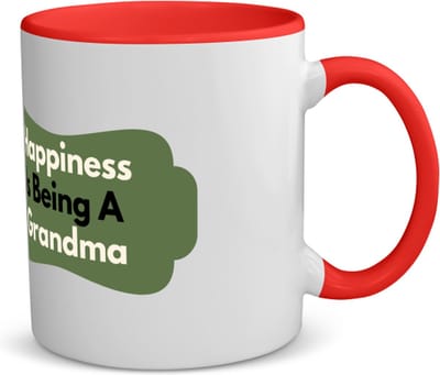 Akyol - happiness is being a grandma koffiemok - theemok - rood - Oma - de liefste oma - verjaardag - cadeautje voor oma - oma artikelen - kado - geschenk - 350 ML inhoud