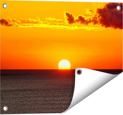 Gards Tuinposter Oranje Zonsondergang in de Oceaan - 50x40 cm - Tuindoek - Tuindecoratie - Wanddecoratie buiten - Tuinschilderij