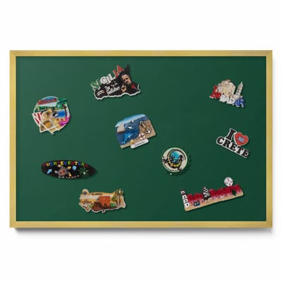 Tulup Magneetbord met Gouden Frame - Groente Magneetbord Met Effen Achtergrond - 60 cm x 40 cm - Donkergroene kleur - Magnetisch Bord Muurbevestiging - Memobord voor Keuken - Magnetisch Wandbord